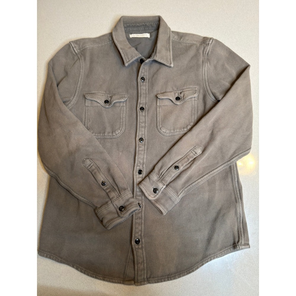 Outerknown Mens Blanket Shirt Medium Gray Heavyweight Organic Cotton Twill